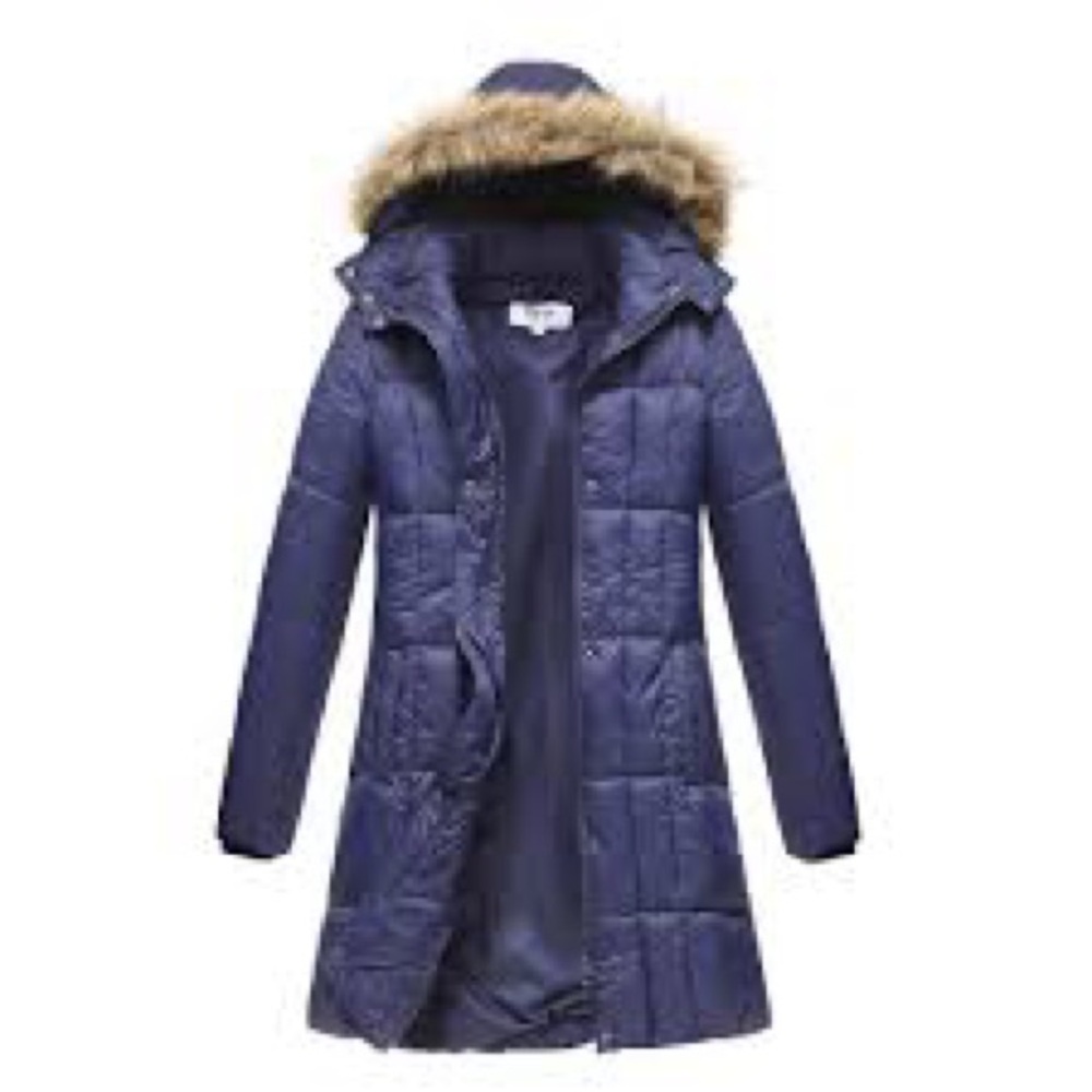 NwT: Haute EditionMid-Length Puffer Parka Coat with Faux Fur-Lined Hood🔵 - Picture 3 of 12